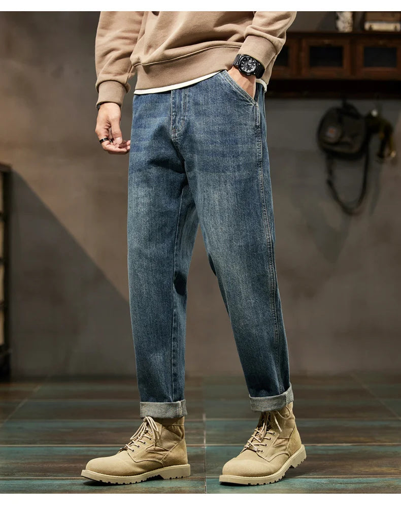 Men's Retro Loose Denim Harem Pants | Harajuku Style
