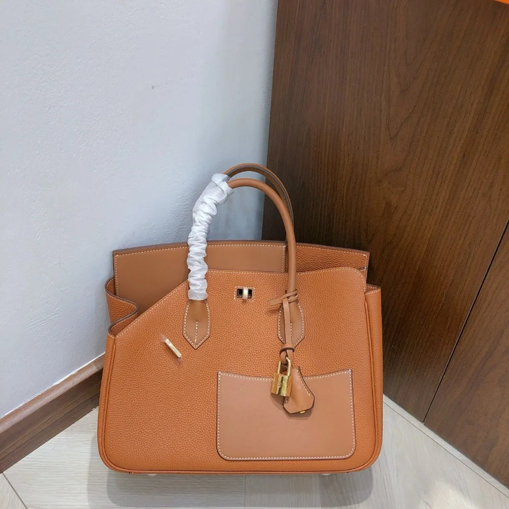 High Texture Handbag New Fashion Temperament Lychee Pattern Irregular Splicing Single Shoulder Messenger Women's Bag Commuting