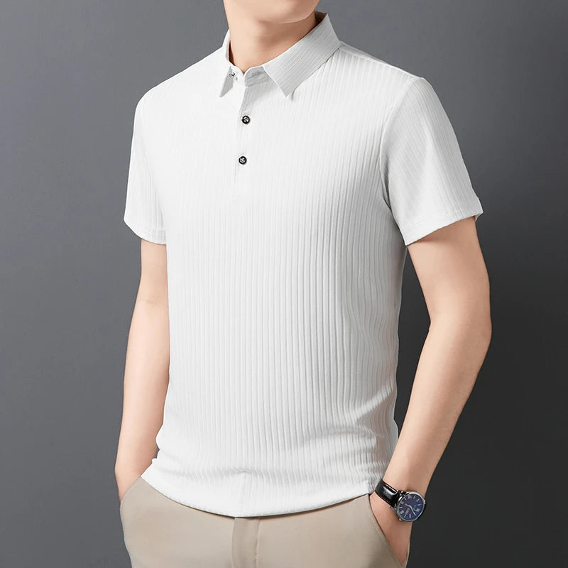Men's Striped Polo Shirt – Breathable Summer Style