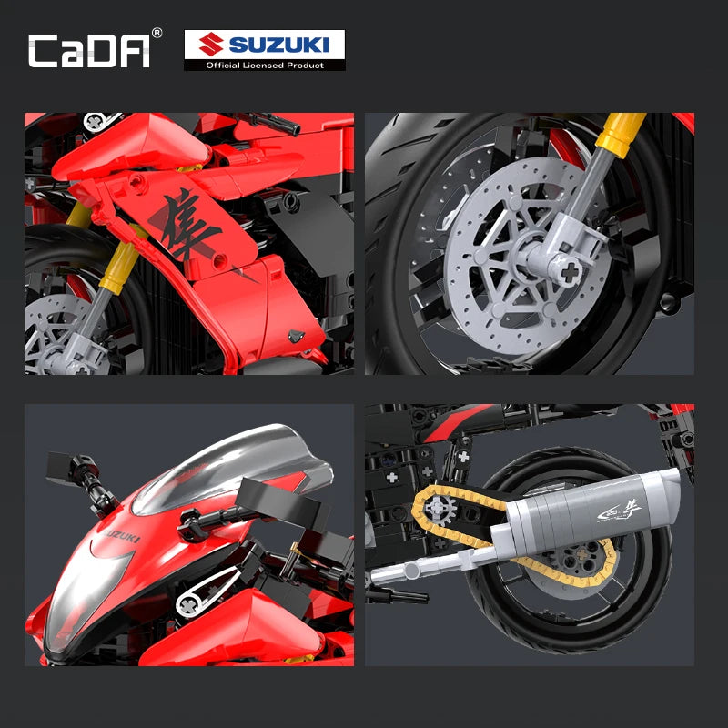 1043PCS CaDA 1:6 Scale Replica "Suzuki Hayabusa" 25th Anniversary Commemorative Edition Building Block Set