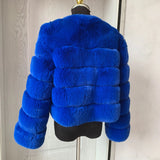 Elegant Winter Faux Fox Fur Crop Jacket