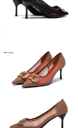 CHCH Women's High Heels 2025 Spring New Hollow Business Women's Shoes 7cm Red Evening Shoes