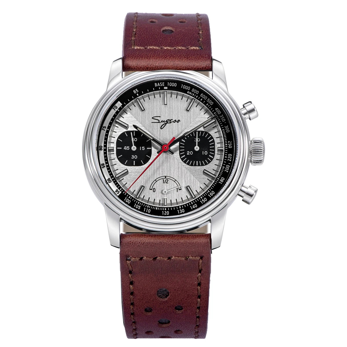 Sugess Pilot Watch Men ST1906 Movement Handwind Chronograph Wristwatches Sapphire Waterproof Hand Wind PowerReserve Luminous V2