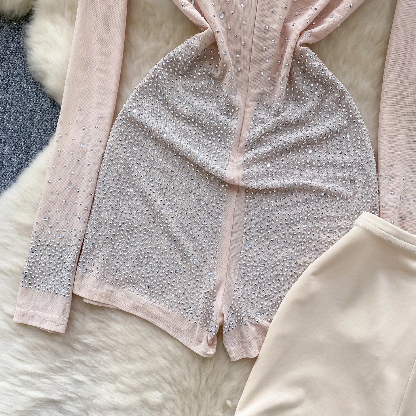 Sparkle & Shine: Women's Rhinestone Mesh Romper