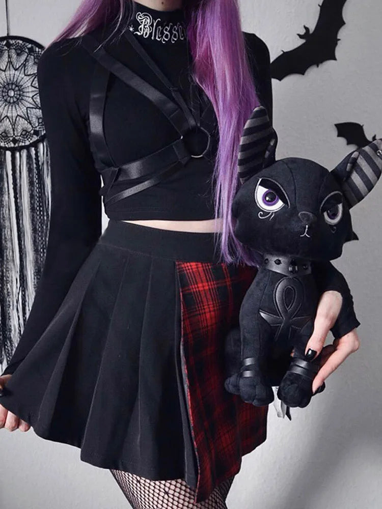 Gothic Letter Embroidery Crop Top