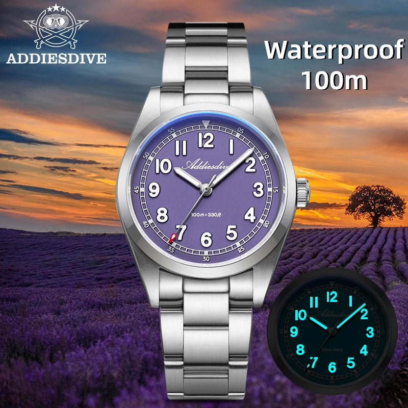 ADDIESDIVE 2025 New Men’s Luxury Quartz Watch AD2521 Ultra-Thin Sapphire Glass BGW9 Luminous 316L Steel Band 100M Waterproof