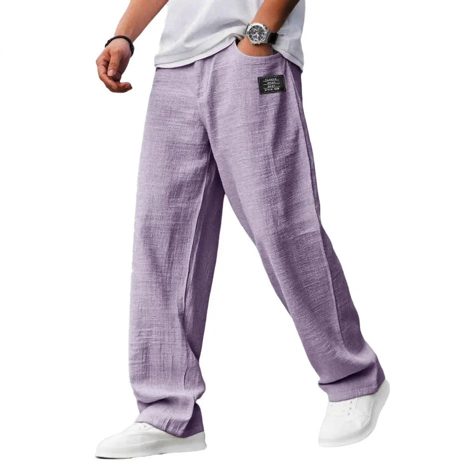 Men's Loose Fit Cotton Straight-Leg Pants