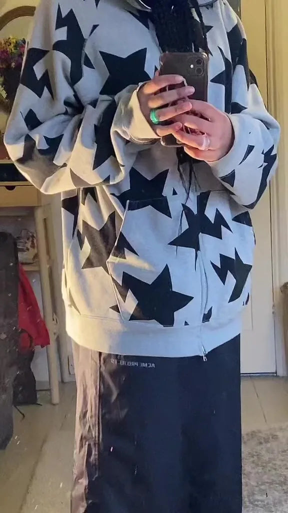 Men’s Y2K Star Print Relaxed Hoodie