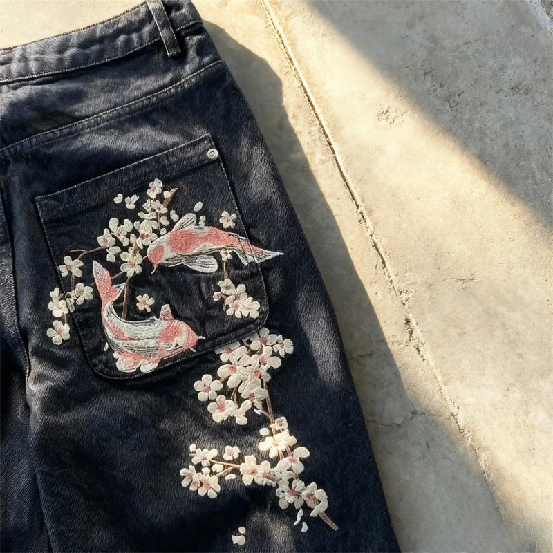 Dragon Embroidery Y2K Baggy Jeans