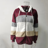 Hooded Plaid Spliced Winter Coat