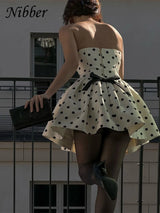 Y2K Polka Dot Mini Dress – Backless Bow Detail Streetwear