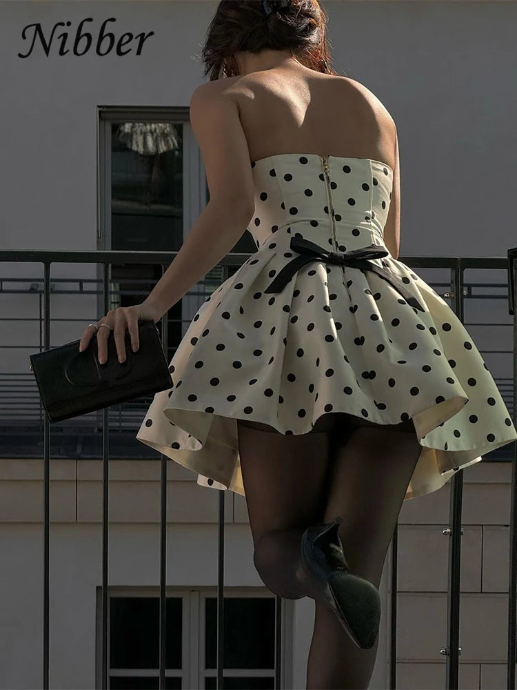 Y2K Polka Dot Mini Dress – Backless Bow Detail Streetwear