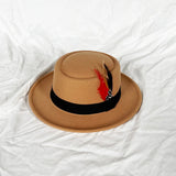 Men's Vintage Felt Fedora Hat with Feather Accent