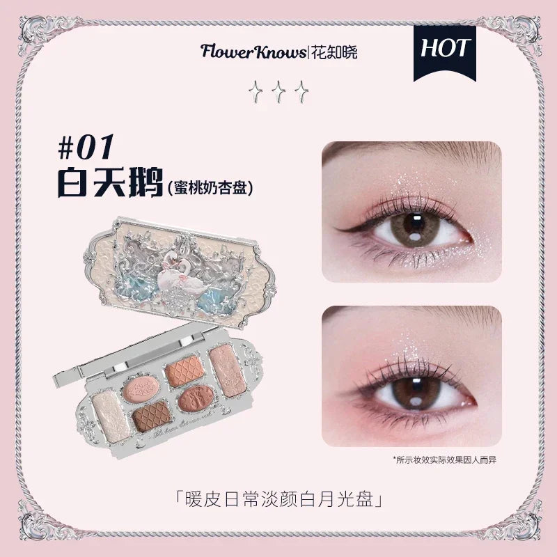 Flower Knows Strawberry Rococo Moonlight Mermaid Jewel Eyeshadow Palette 5 Colors Pearlescent Mashed Potatoes 2023