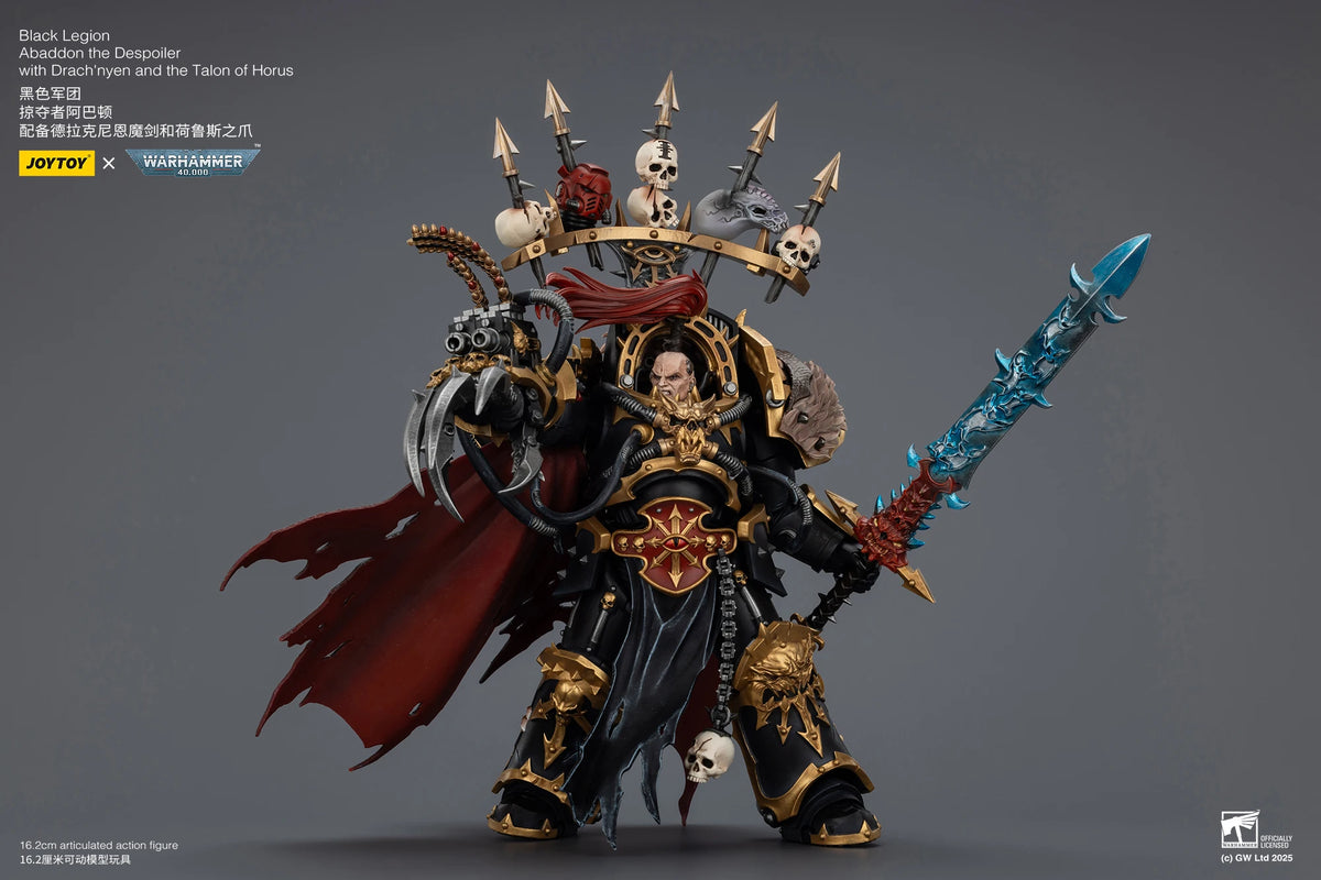JOYTOY Warhammer 40k 1/18 Action Figures Black Legion Abaddon the Despoiler with Drach'nyen and the Talon of Horus