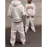 2025 European and American New Trendy High Street Leopard Print Loose Hooded Sweatshirt Casual Stacking Sweatpants