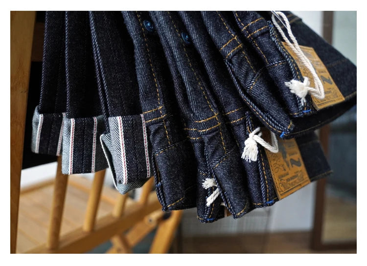 Sauce Zhan SZ6601-10OZ Men Jeans Selvedge Sanforized Denim Jeans Summer Indigo Jeans for Man Regular Fit Straight Leg 10 Oz