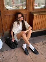 Hirsionsan Loose Sets Women Two Pieces Short Tops & Lace Patchwork Shorts Elegant Female High Quality Outfits Soft Tracksuit