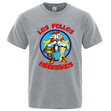 Summer Men's High Quality LOS POLLOS Hermanos Funny Printed T-Shirt Casual Cotton Breathable Tshirt Chicken Brothers Tees Top