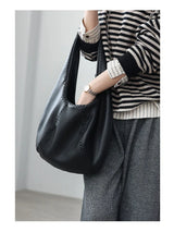 JAZZQ Soft Cowhide Leather Hobo Tote | Hand-Woven Detail