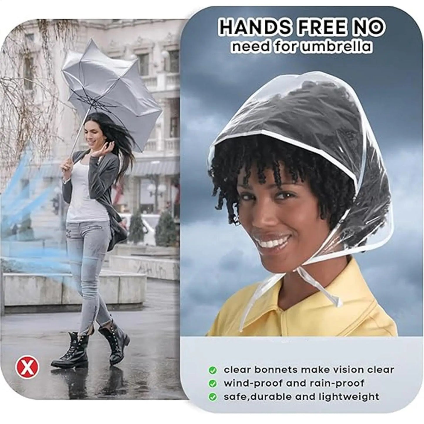 Wide Brim Waterproof Rain Hat for Women – Clear Shield