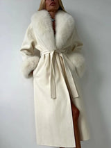 Faux Fur Patchwork Woolen Overcoat