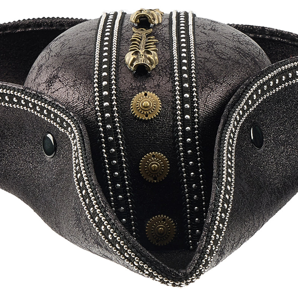 Pirate Hat for Women Men Creative PU Leather Tricorn Costume Hat for Halloween Cosplay Party Supply Costume Props