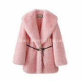 Elegant Winter Walnut Faux Fur Overcoat