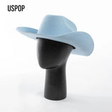 USPOP Wide Brim Wool Cowboy Hat – Unisex Felt Fedora