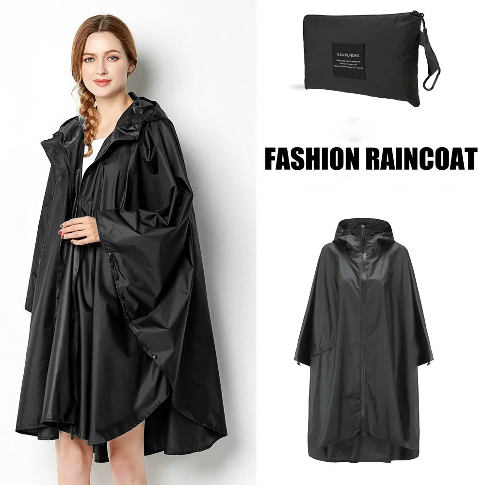 Women's Elegant Waterproof Poncho Raincoat – All Sizes