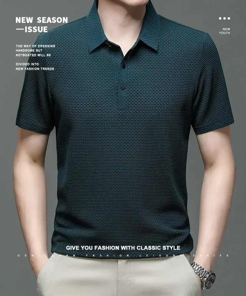 Men's Ice Silk Polo Shirt – Breathable Smart Casual Tee