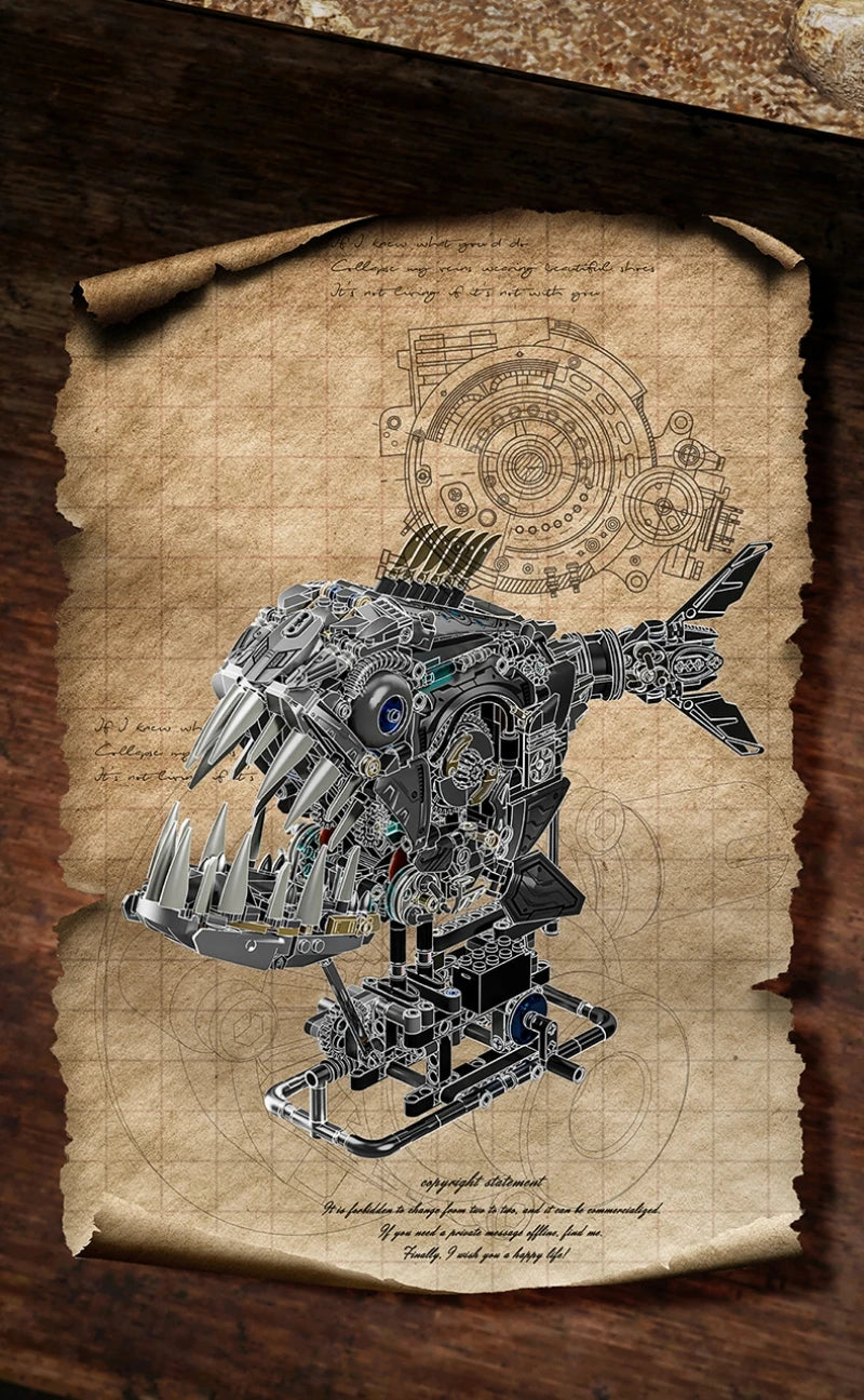 Mechanical Sea Animals Building Blocks DIY Movable Whale Octopus Manta Shark Piranha Creative Technical MOC Desktop Decor Gift