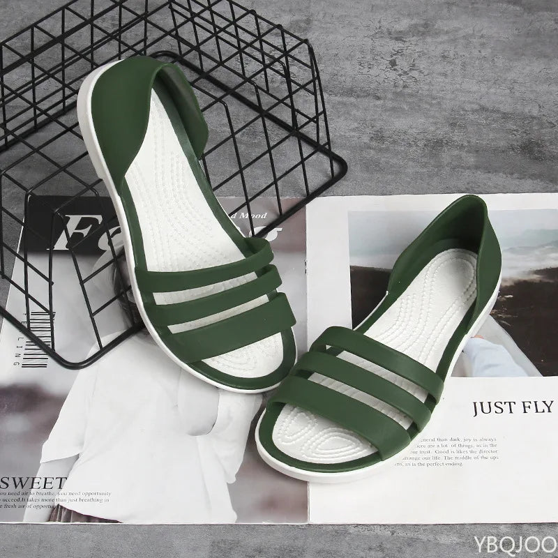 2025 For Women Summer Flats Candy Color Casual Beach Outdoor Female Ladies Jelly Slippers Fashion Open-Toed Slides Shoes