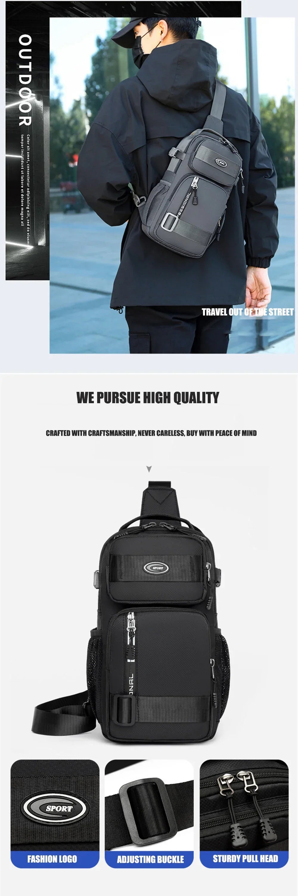 Neutral Crossbody Bags for Men and Women Are Suitable for Travel Use, Including Shoulder Bags and Travel Bags men's chest bag