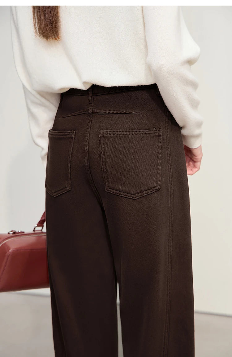 AMII Wide-Leg Cotton Jeans | Warm Winter Denim for Women