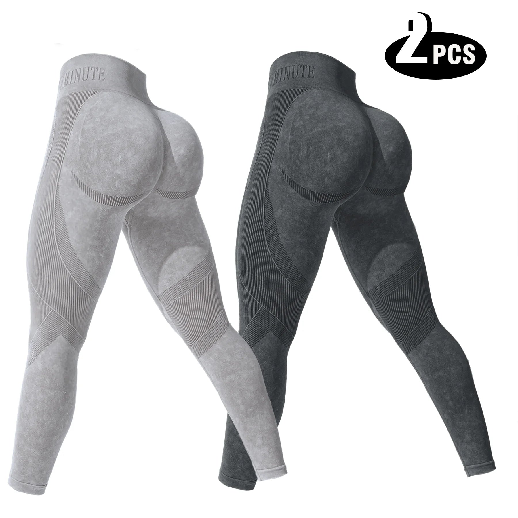 2 Pack Women's High Waisted Sexy Butt Lifting Seamless Solid Color Yoga Leggings Elastic And Breathable Fitness Sports Pants