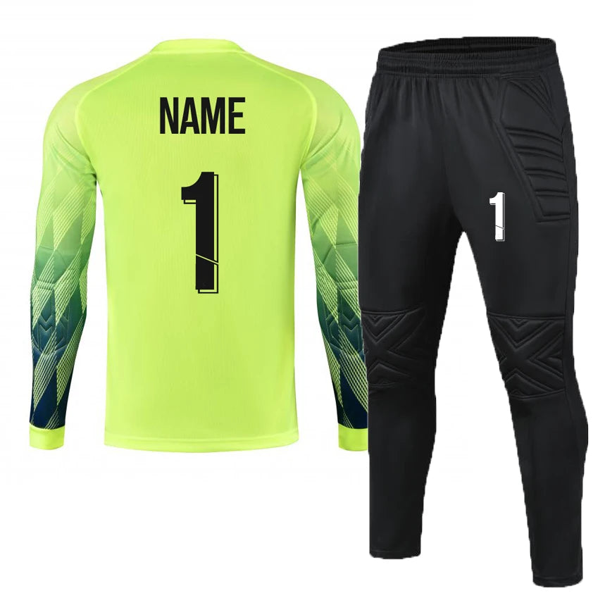 Custom Men Boys Girl Soccer Shirt Goalkeeper Uniform Long Sleeve Football Training Goalkeeper Top Soccer Jersey Pant Shorts Sets