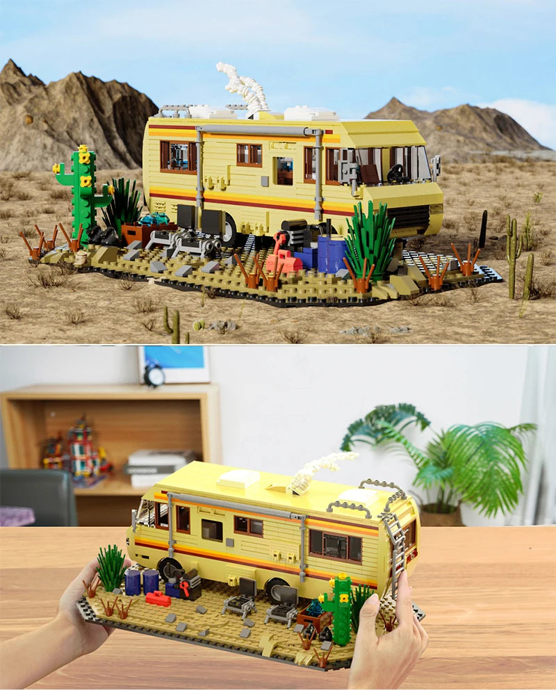 Technical Breaking Bad RV Adventure Camper Bus Car Model Building Blocks Fit Car Vehicle Assemble Bricks Toys For Avid Fans