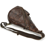 Single Shoulder Bagpack Genuine Leather Chest Bag Outdoor Riding Bag Chest Packs For Biker Men Male Sling Bags Cow Leather