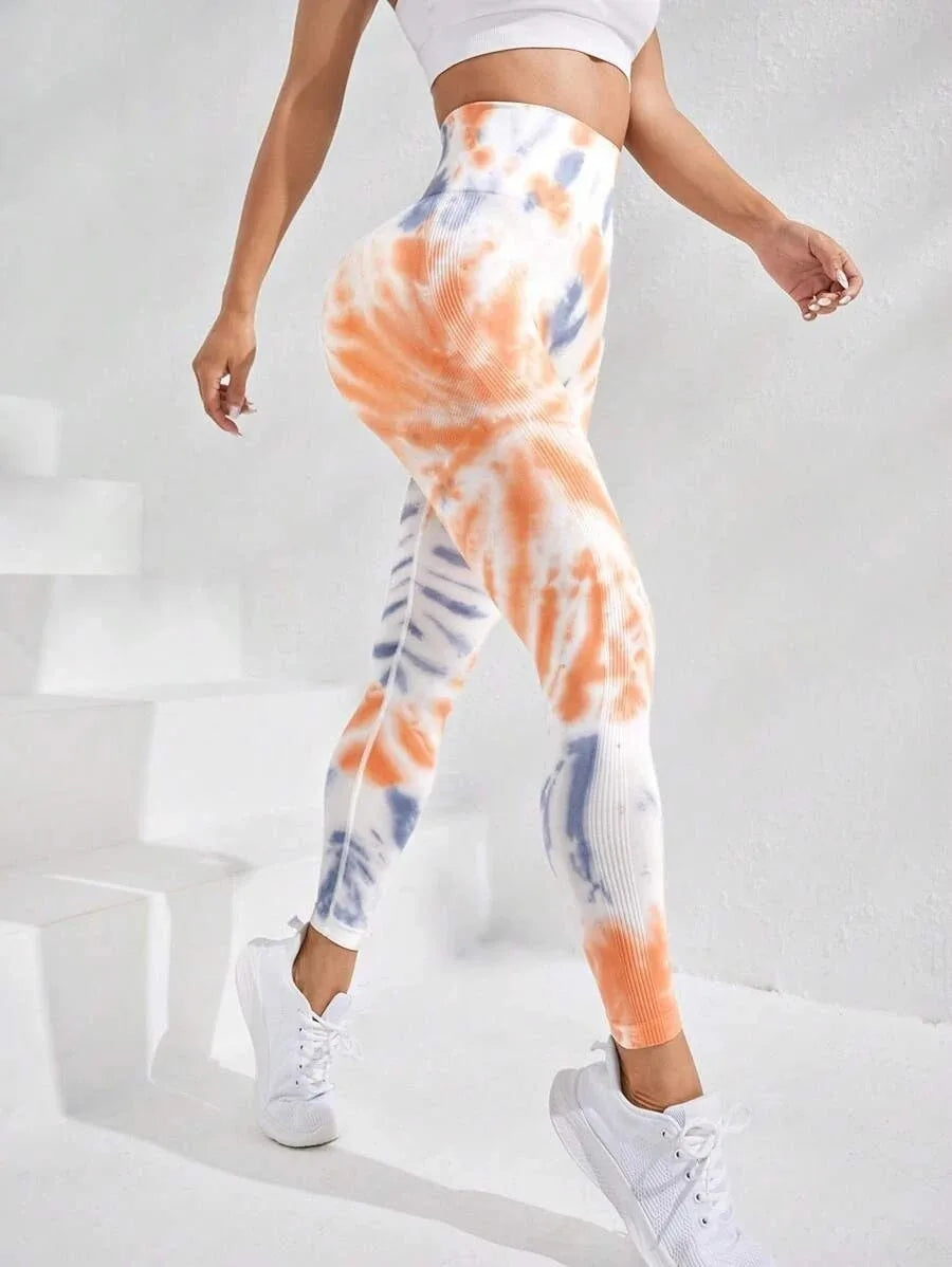 Women's 3D Tie-Dye Seamless Push-Up Leggings
