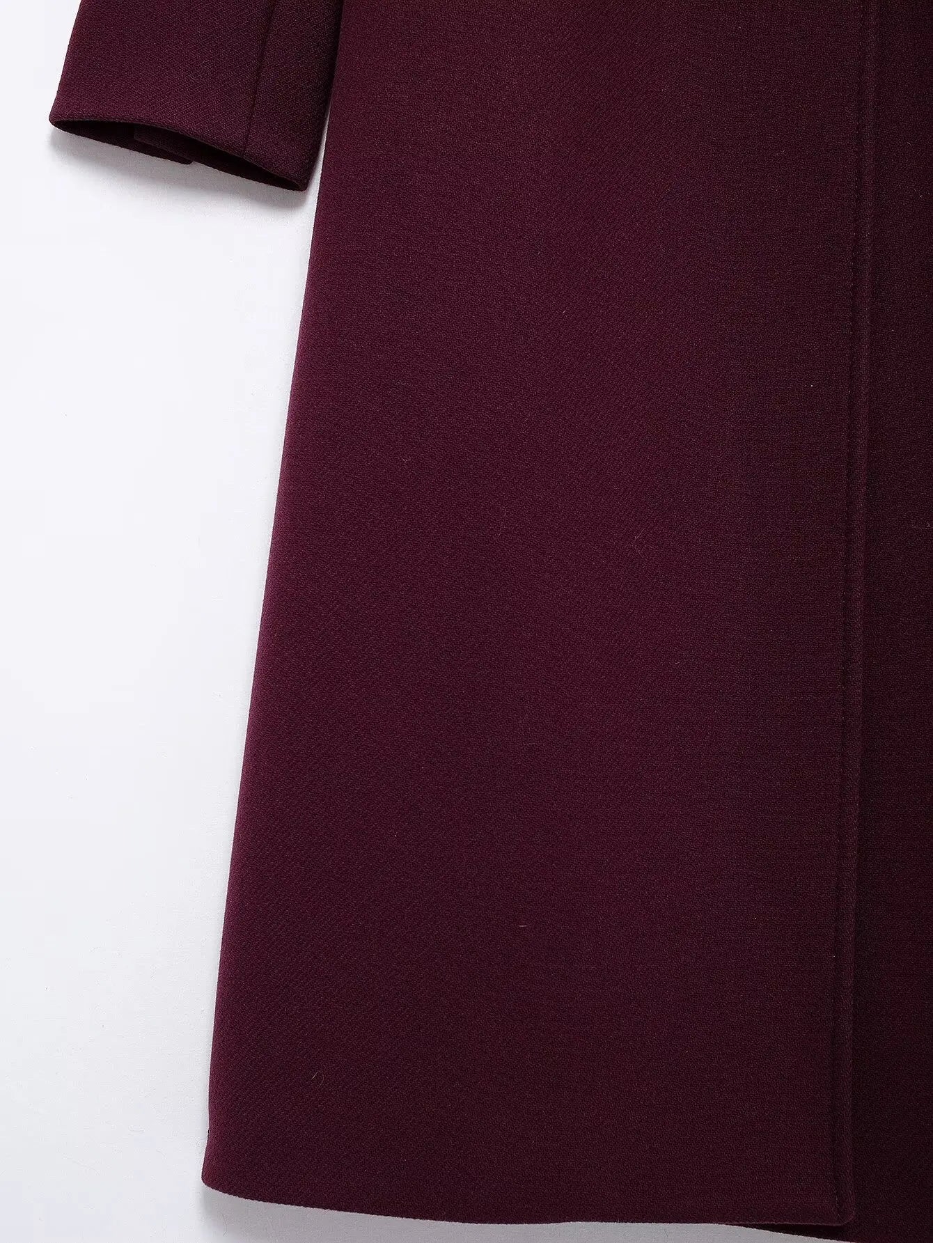 Elegant Burgundy Double-Breasted Long Coat