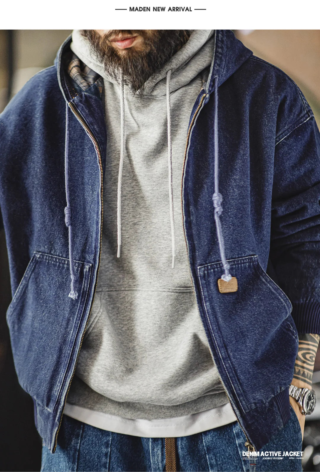 Maden J130 Heavyweight Canvas Hooded Jacket for Men