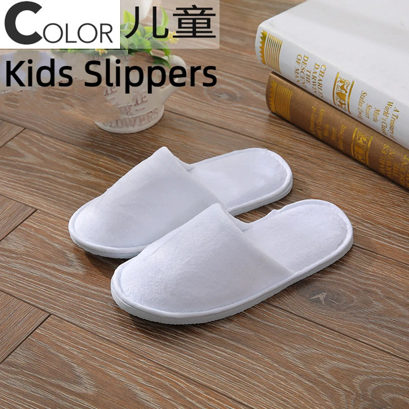 4Pairs/Lot Men Women Kids Disposable Hotel Guest Slippers Cotton Slides Home Travel SPA Slipper Hospitality Cheap Footwear