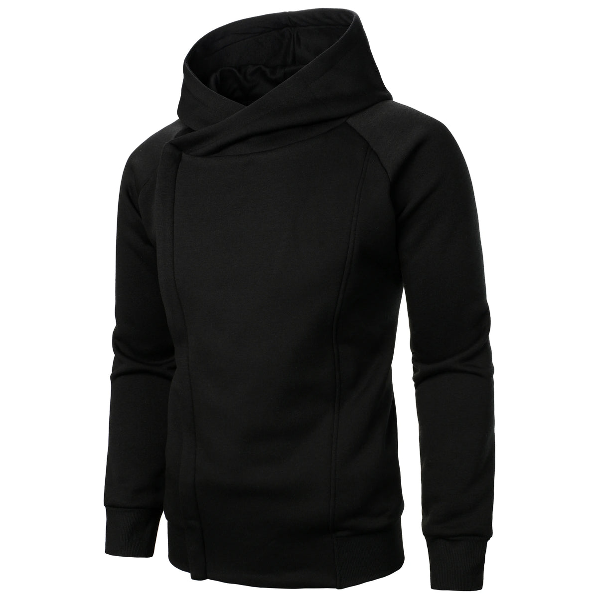 Autumn winter men's solid color hooded top Long sleeve side zipper design hoodie