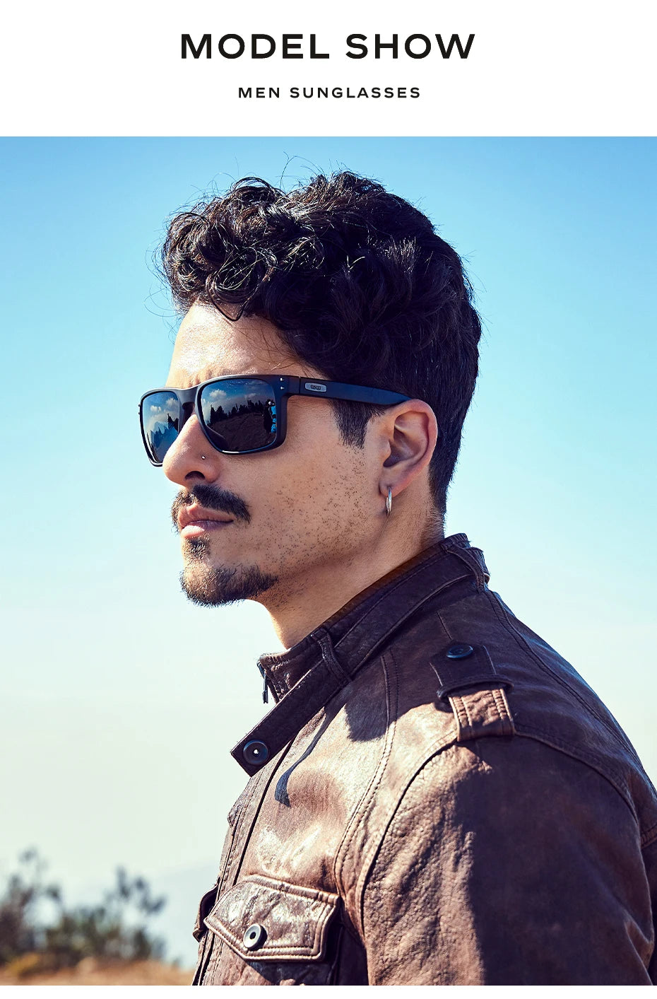 CAPONI Men's Polarized Photochromic Square Sunglasses