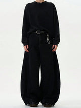 Men's Baggy Wide-Leg Curved Denim Jeans