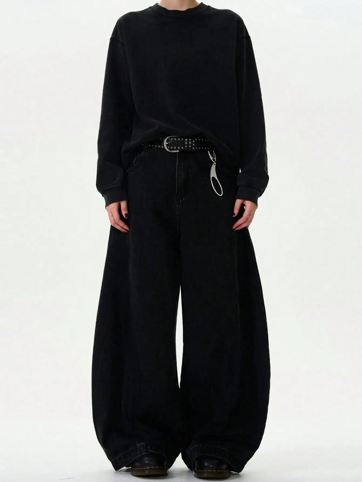 Men's Baggy Wide-Leg Curved Denim Jeans