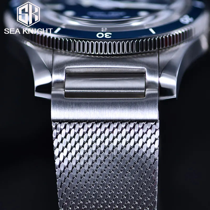 SEA KNIGHT Men NH35A Automatic Watch 200M Waterproof C3 Luminous 316L Steel Mesh Belt Sapphire Crystal Mechanical Diving Watch