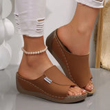 Women Wedge Slippers Summer 2025 New Fashion Slippers Open Toe Breathable Sandals Comfortable Buckle Woman Shoes Slides Women