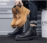 Men’s High-Top Leather Motorcycle Boots